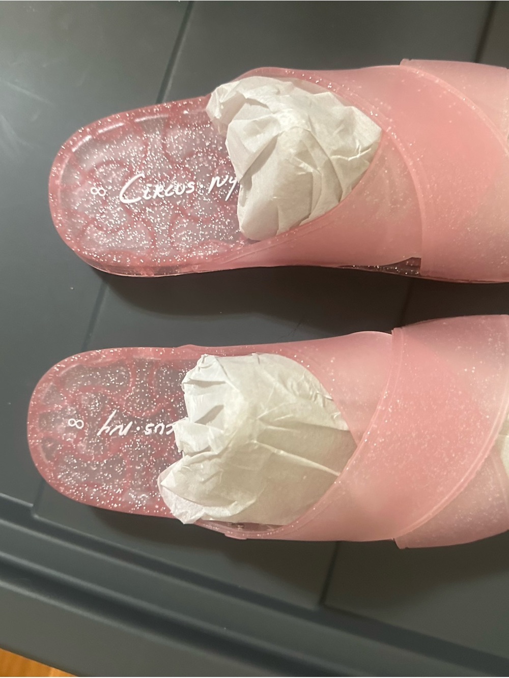 Sam Edelman Circus NY Pink Glitter Jelly Slide Sandals